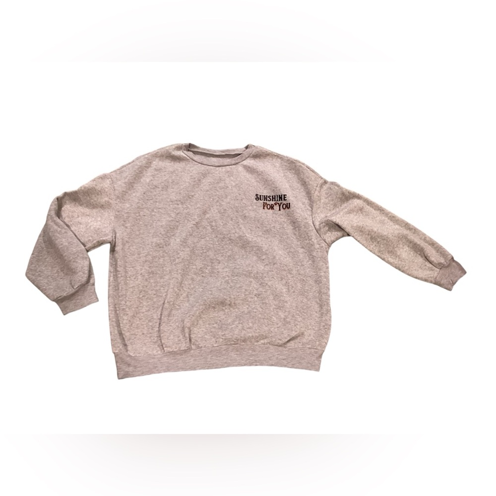 Zach Bryan SHEIN Crewneck Gray Sweater Womens Medium Lyrics Sunburn Rose Graphic